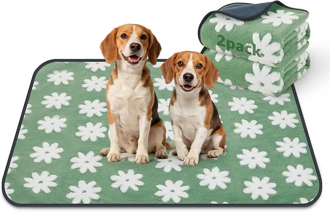 LOOBANI Washable Puppy Pads, Reusable Dog Pee Mat 36"x41", 2 Pack | Super Absorbent, Waterproof, Leakproof, Non-Slip, Soft For Playpen, Crate, Potty Training, Floors by LOOBANI