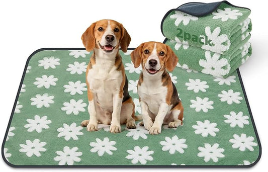 LOOBANI Washable Puppy Pads, Reusable Dog Pee Mat 36"x41", 2 Pack | Super Absorbent, Waterproof, Leakproof, Non-Slip, Soft For Playpen, Crate, Potty Training, Floors by LOOBANI