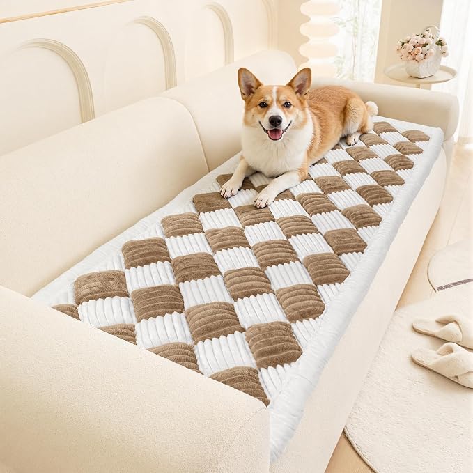 Vaukki Coffee Couch Cover for Dog Washable, 27.6''x59.06'' Sofa Pad Topper | Non Slip Fuzzy Pet Sofa Cover for 2 Cushion Couch Pet Friendly, Furniture Protector Dog Bed Mat for Large Dog - Image 8