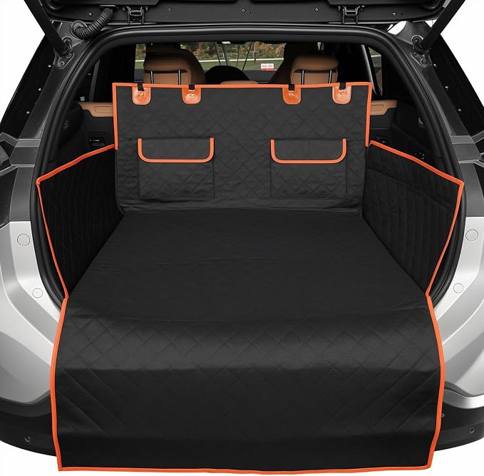 IVY&LANE SUV Cargo Liner for Dogs,Waterproof Trunk Cover Dog Car Seat Mat for SUVs Sedans Vans with Bumper Flap Protector,Non-Slip,Large Size Universal Fit,Black by IVYLANE