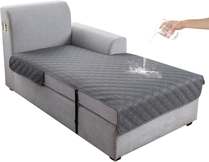 Genina L Shape Couch Cover, Sectional Couch Chaise Covers, Waterproof Washable Sofa Covers for Right L Shape Chaise Lounge, Anti-Slip Sofa Slipcovers for Dogs Cats Pet Friendly(Dark Grey) by Genina