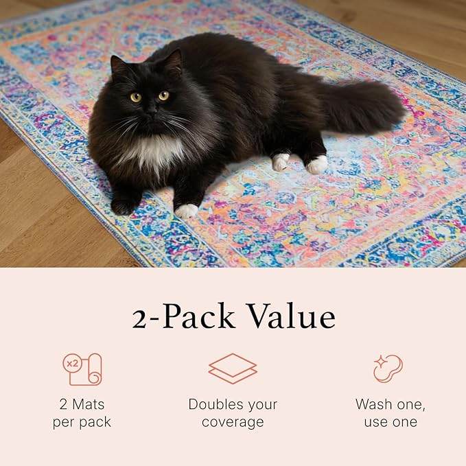 Lovewag Cat Litter Mat, Litter Box Mat, Marmalade Sunshine, 28x41, 2 Pack | Washable litter mat cover, kitty litter mat & cat mat for litter box, litter trapping mat, prevents tracking, multi-cat - Image 4