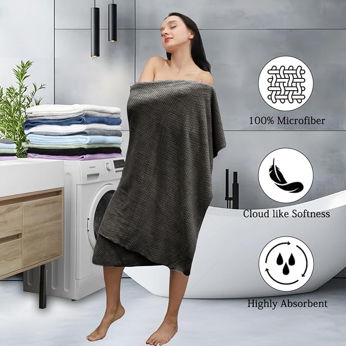 Extra Large Bath Towels Set 35x70 Inches - Dark Coffee Luxury 600 GSM Oversized Bath Sheet Towel,Ultra Soft Microfiber - Quick Dry,Highly Absorbent Shower Towels Spa Hotel Bathroom Towel Set (4-Pack) - Image 3