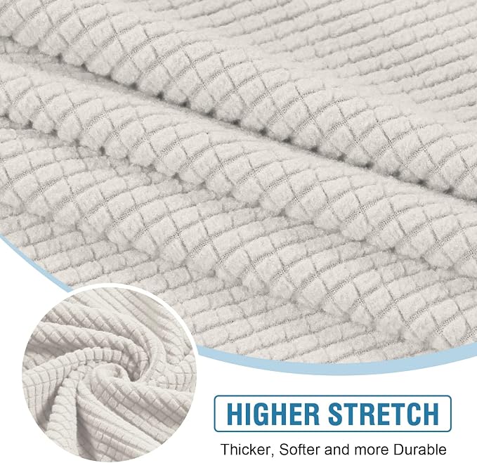 H.VERSAILTEX Sectional Couch Covers 3 Pieces Sofa Seat Cushion Covers L Shape Separate Cushion Couch Chaise Cover for Both Left/Right Sectional Couch (Seat Only: 1 Chaise + 2 Sofa, Ivory) - Image 4