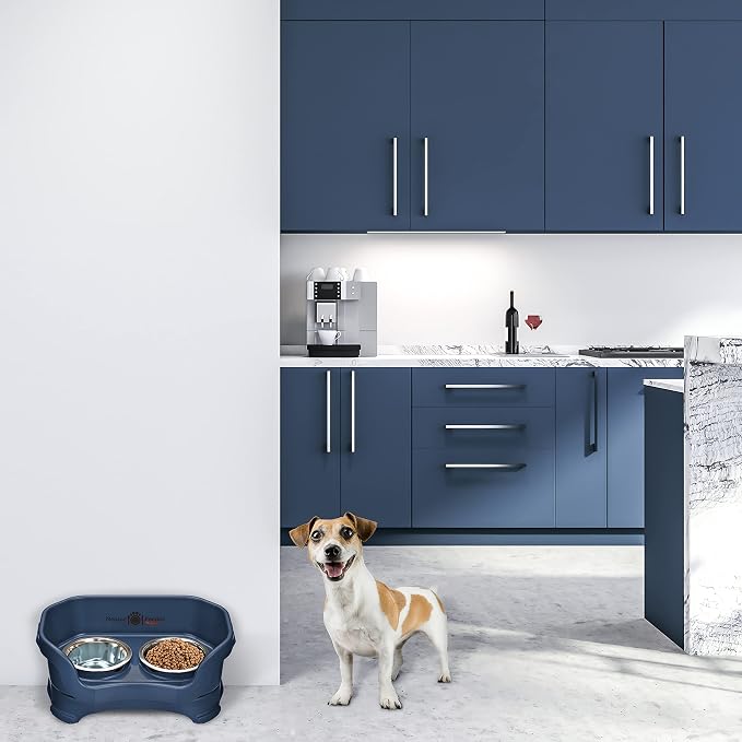 Neater Pet Brands Neater Feeder Deluxe Mess Proof Dog Bowls Elevated for Small Dogs Under 19 lbs, Made in USA, No Spill Raised Dog Food Bowl Stand Feeding Station, Food and Water Bowl Set, Dark Blue - Image 6