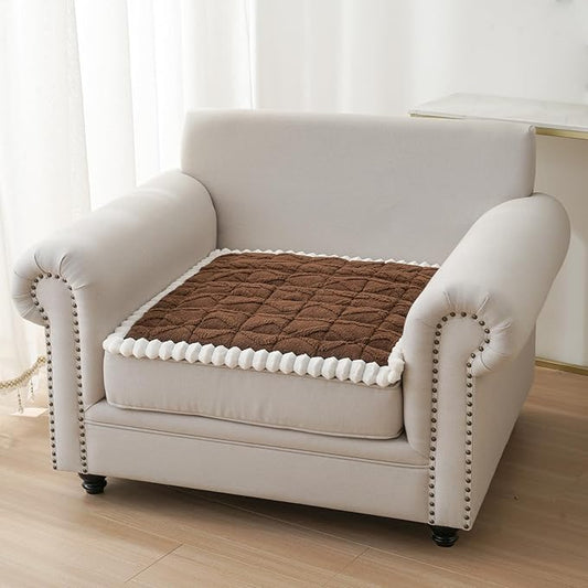 Fuzzy Couch Covers for Dogs, Non Slip Thick Dog Couch Cover Protector, Plush Pet Couch Covers for Sofa Washable, Soft Sofa Cushion Slipcovers Pet Friendly(1PC, Brown, 27.6”x27.6”) by PJLZJFBY