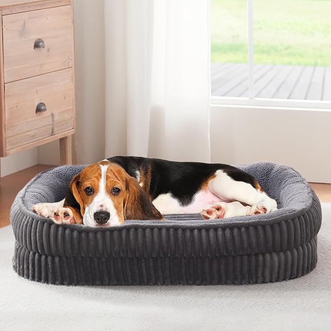 Orthopedic Dog Bed for Medium, Large Dogs Breeds, High Density Egg Crate Foam Dog Sofa Beds with Four Sided Bolster,Oval Kennel Bed, Pet Couch Bed,Removable Washable Cover& Non-Slip Bottom - Image 8