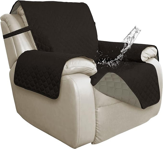 ISSUNTEX Double Protection 100% Waterproof Recliner Covers for Living Room, Reversible Furniture Protector Recliner Couch Sofa Slipcover for Dogs, Pets, Kids (Oversized Recliner, Chocolate/Beige) by ISSUNTEX