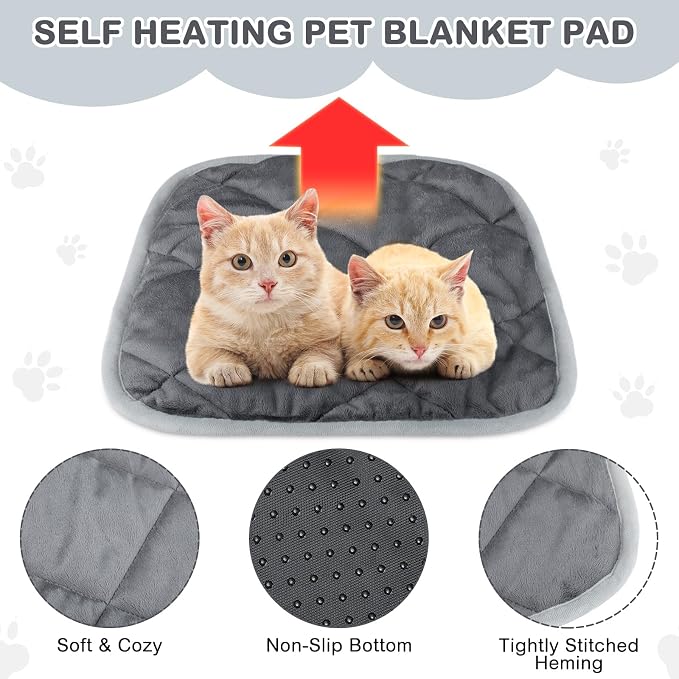 8 Pack Self Heating Cat Mat Self Warming Cat Bed Extra Warm Thermal Pet Bed Mat Reflects Body Heat Washable Dog Crate Pad for Indoor Outdoor Pets(Gray,16 x 16 Inch) - Image 3