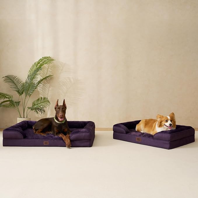 EHEYCIGA Orthopedic Dog Beds Large Sized Dog, Waterproof Washable Pet Bed | Non-Slip Bottom and Egg-Crate Memory Foam XL Dog Couch Bed with Washable Removable Cover, Purple, 41Inch - Image 9