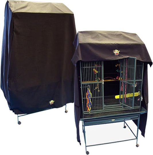 Cozzzy Covers Model 3628 PT Universal Cage Cover 64" L Poly-Cotton Black for 34"-36" W x 24"-30" D Extra Large Play Top Bird Cages for Hyacinth Macaws and Cockatoos by BonkaBirdToys