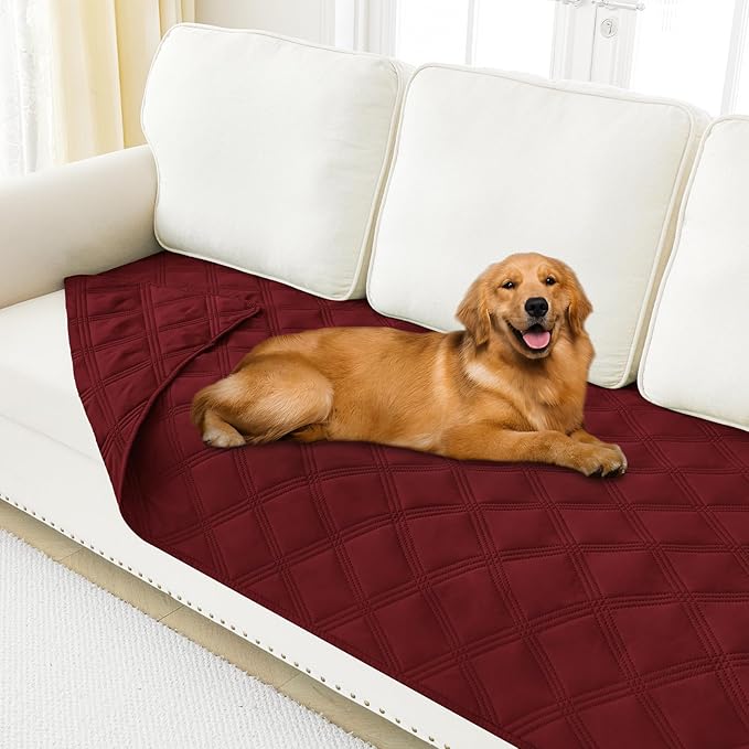 Smiry Waterproof Dog Bed Cover, Reversible Pet Blanket for Sofa Couch | Soft Washable Dog Blanket, Leakproof Couch Cover for Dogs Cats & Furniture Protection, 40x70, Wine Red/Wine Red by Smiry