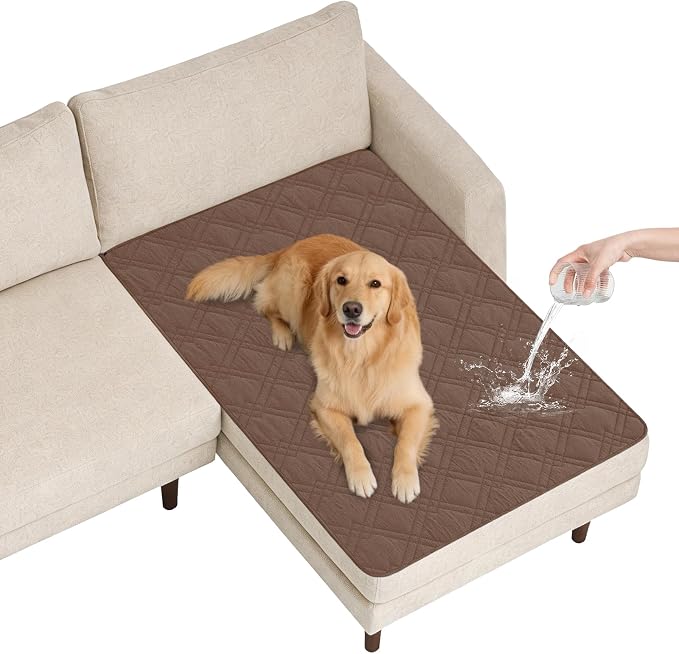 100% Waterproof Dog Bed Cover Pet Blanket(42"x50"),7-Layer Reversible Washable Sofa Couch for Furniture Car (Dark Brown+Taupe) by Unknown
