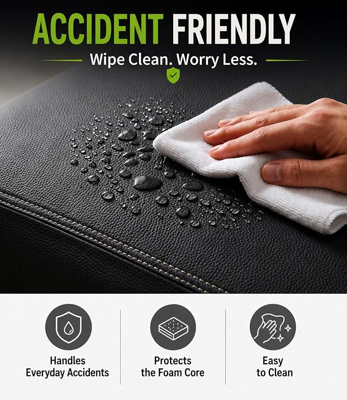 Waterproof Leather Dog Bed, Hair Resistant Crate Mat for Large Dogs, Wipeable Easy to Clean Pet Pad, Durable Black Mattress for Pets Up to 90 lbs - Image 3