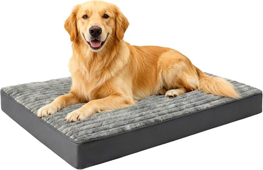 Dog Bed Extra Large Sized Dogs, Orthopedic XL Dog Beds with Removable Washable Cover, Waterproof Indestructible Big Dogs Bed with Anti-Slip Bottom, Egg Crate Memory Foam Pad, 41"x27"x3.5", Grey by Unknown