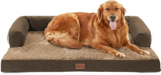 Waterproof Orthopedic Dog Bed for Extra Large Dogs, 45x35in, Brown | Orthopedic Foam Eases Joint Pressure, Bolsters Supports Head And Neck, Washable Pet Beds, Removable Cover, Non-Slip Bottom by CasaPaw