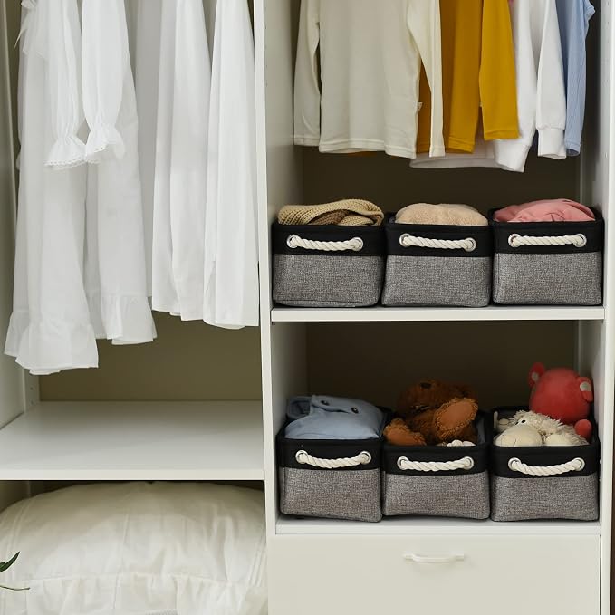 Fabric Storage Cubes - Closet Storage Bins Storage Baskets for Organizing with Handles Organization and Storage 11.8 (L) x 7.8 (W) x 5.2 (H) inches - Image 6