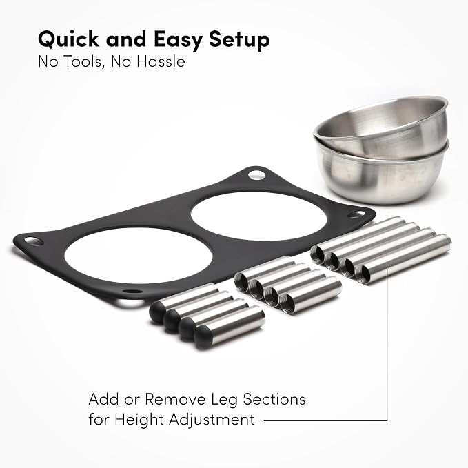 xympo Adjustable Elevated Dog Bowl 56 fl oz Stainless Steel Bowls - Image 6