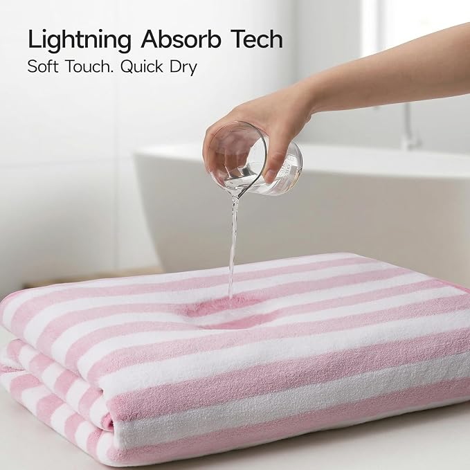 REDKISS Ultra Soft Bath Towel Set 6-Piece 35"x70" | 100% Microfiber, Highly Absorbent | Quick Dry Towels for Bathroom, Spa, Gym | 2 Bath, 2 Hand, 2 Washcloths | Pink - Image 4