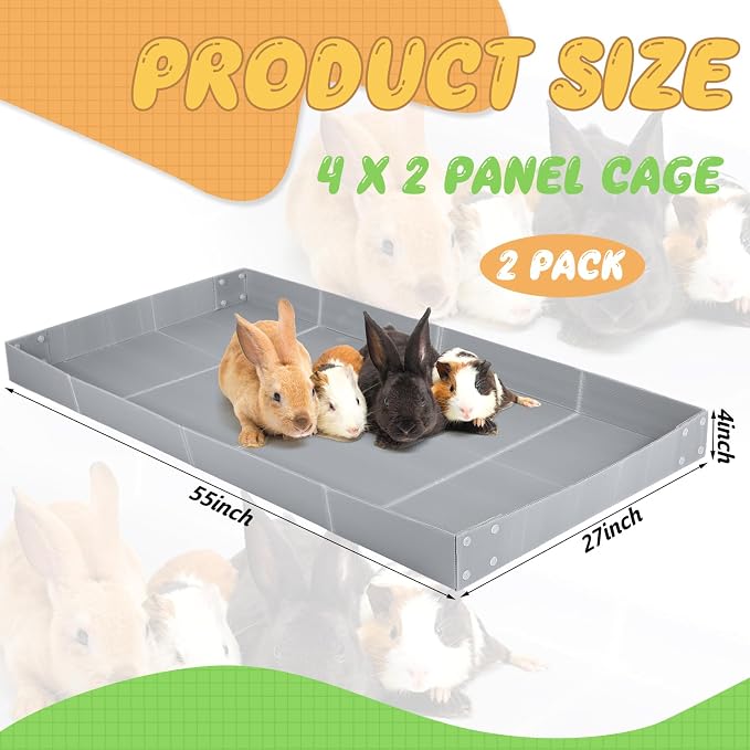 Wenqik 2 Pcs Guinea Pig Cage Liner Corrugated Plastic Cage Liner Base 2 x 4 Panel Size for Small Animals Hedgehogs Rabbits Tray, 55 x 27 Inch (Grey) - Image 3