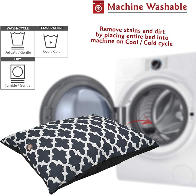 Majestic Pet Rectangle Medium Dog Bed Washable – Non Slip Comfy Pet Bed – Dog Crate Bed Super Value Pillow Dog Bed – Dog Kennel Bed for Sleeping - Dog Bed Medium Breed 35 x 28 Inch – Trellis Navy - Image 5