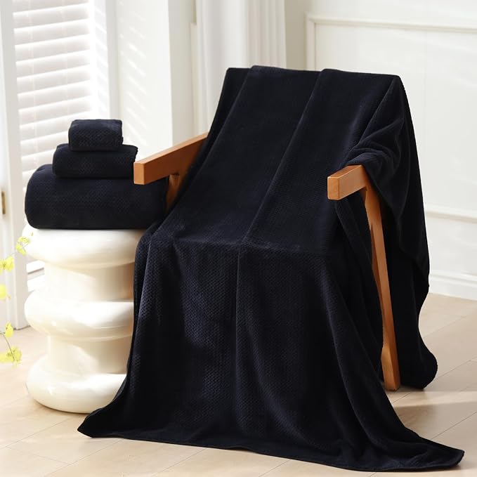 40x80 Inches Bath Sheets Towels for Adults Oversized Bath Towels Extra Large Luxury Super Soft Absorbent Quick Dry Microfiber (Black,6PCS) - Image 3