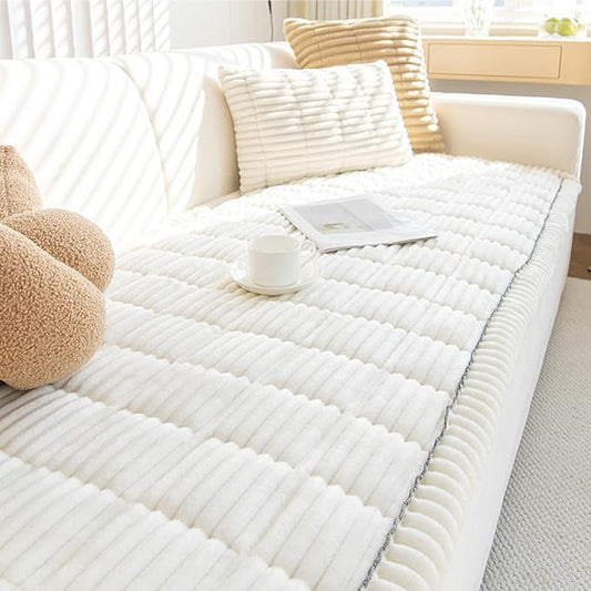 Pet Couch Cover Dogs Washable Non-Slip Couch Protector Fuzzy Cat Sofa Covers for 3 Cushion Sofa Pet Friendly Couch Protector Dog Mat for Couches and Sofas White, 27.6 x 59.06 by productmakeyourlifebetter