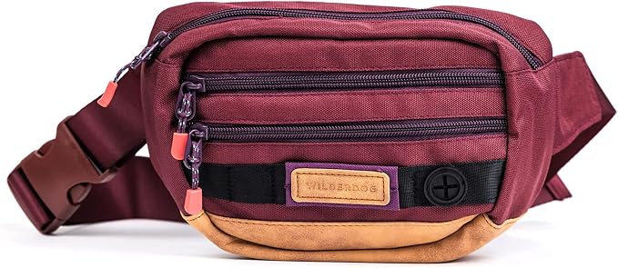 Wilderdog Utility Fanny Pack stores Treats, Balls, Keys in 3 Pockets with adjustable strap and Poop Bag dispenser (Huckleberry) by WILDERDOG