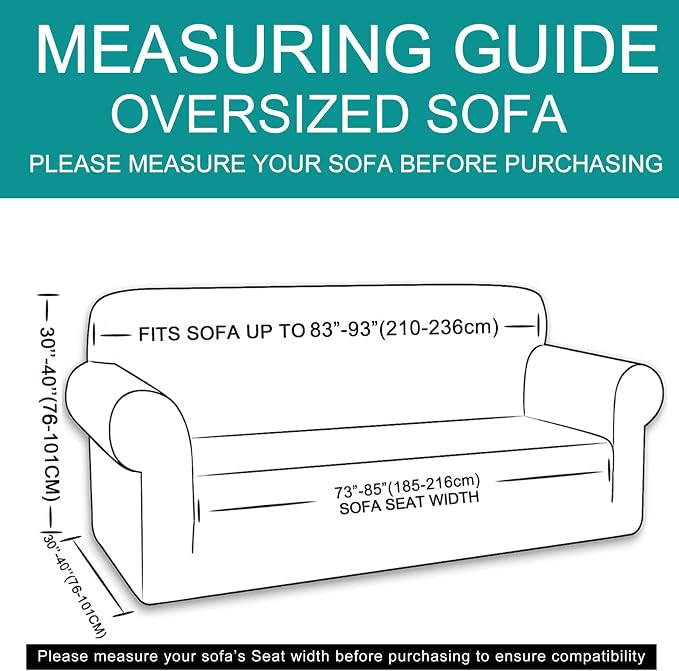 U-NICE HOME Oversized Stretch Couch Cover Slipcover, Loden Frost | 3 Cushion Sofa, 1-Piece Sofa cover, Washable, Pet friendly, Furniture protector, Polyester Spandex Jacquard fabric - Image 6