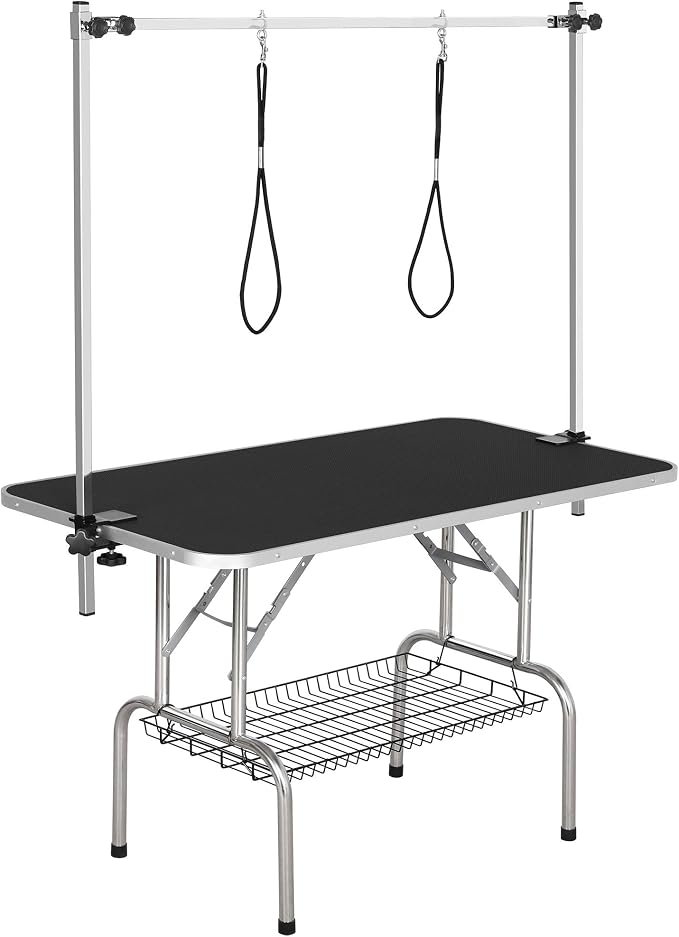 Yaheetech 45-inch Large Heavy Duty Pet Dog Grooming Table W/Adjustable Overhead Arm, Clamps, Two Grooming Noose, Tray by Unknown