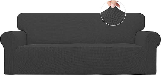 Easy-Going Stretch Oversized Sofa Couch Slipcover Washable Dark Gray | 1-Piece X-large Sofa Cover Furniture Protector Couch Soft with Elastic Bottom for Kids, Polyester Spandex Jacquard Fabric by Easy-Going