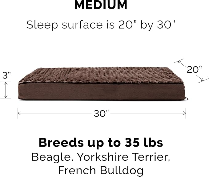 Furhaven Orthopedic Dog Bed for Medium/Small Dogs w/ Removable Washable Cover, For Dogs Up to 35 lbs - Ultra Plush Faux Fur & Suede Mattress - Chocolate, Medium - Image 2