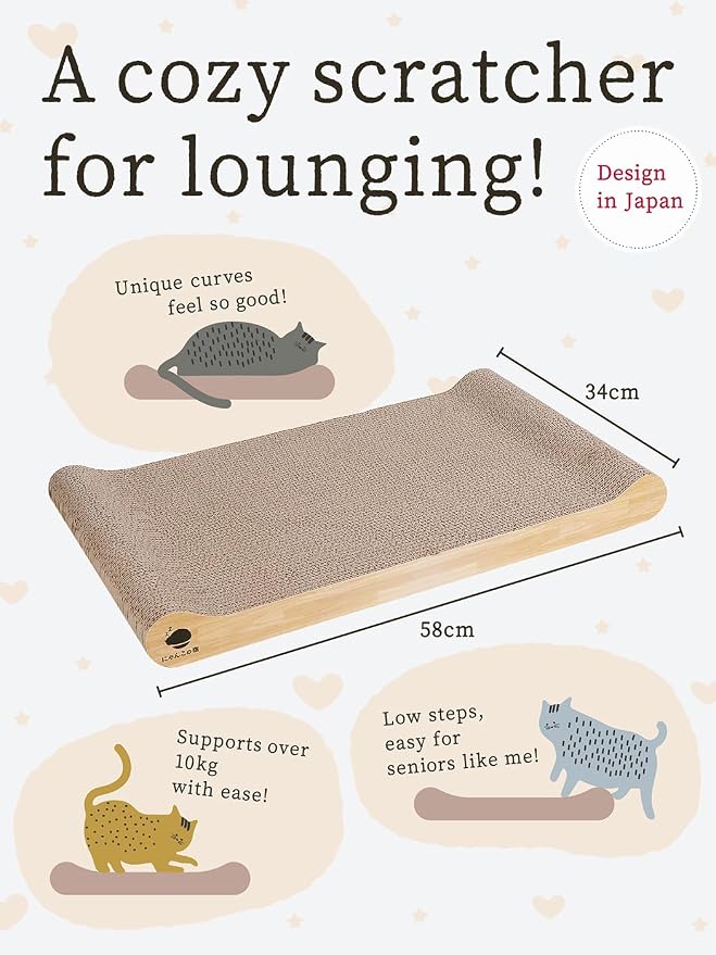 NyankonoYado No Mess & 1-Year Durable Cat Scratcher, Cardboard Scratch pad Bed Vet-Approved, Extra-Wide Reversible Cardboard, High Durability & Low Debris, for Large or Overweight Cats, Indoor - Image 4
