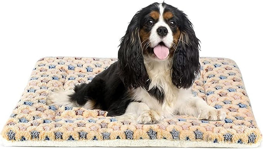 Mora Pets Dog Bed Crate Pad Ultra Soft Pet Bed with Cute Star Print Washable Crate Mat for Large Medium Small Dogs Reversible Fleece Dog Crate Kennel Mat Cat Bed Liner 29 x 21 inch Brown by MoraPets