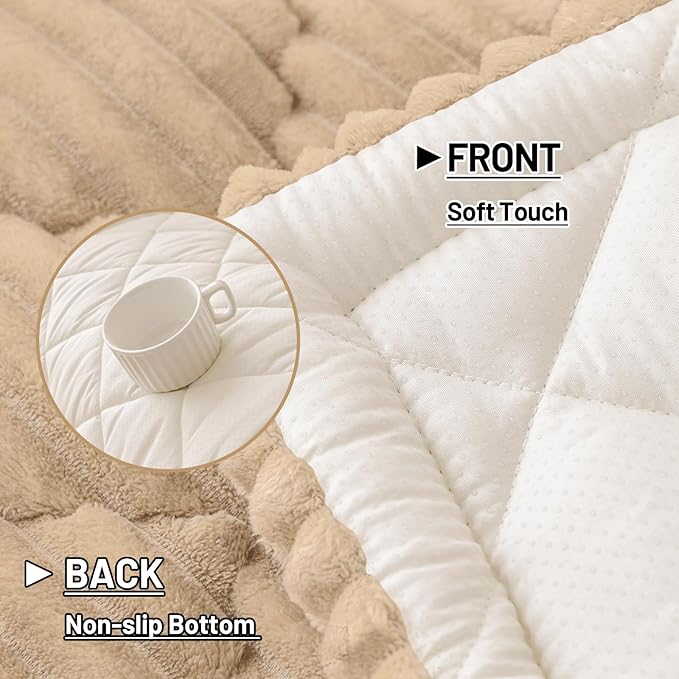 Smiry Couch Cover for Dogs Washable, Non Slip Fuzzy Pet Sofa Protector | Soft Thick Furniture Cover for Sofa, Loveseat and Sectional, Scratch & Pet Hair Resistant (Khaki, 27.6" x 70.9") - Image 5