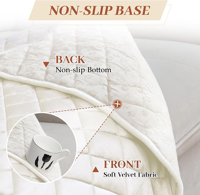 ALIECOM Sofa Cover Waterproof Couch Cover for Dogs Washable Velvet Sofa Slipcovers Loveseat Covers for 2 Cushion Couch Pet Friendly Non Slip Furniture Protector (Creamy White, 27.6" x 59.1") - Image 3