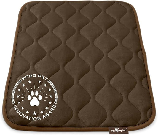 Paw Inspired Washable Padded Crate Mats for Dogs, Dark Brown, 29x18 Inch | Fits 30-inch Kennels, Leakproof, Waterproof Bottom, Plush Dog Pad, Pet Bed by HOME