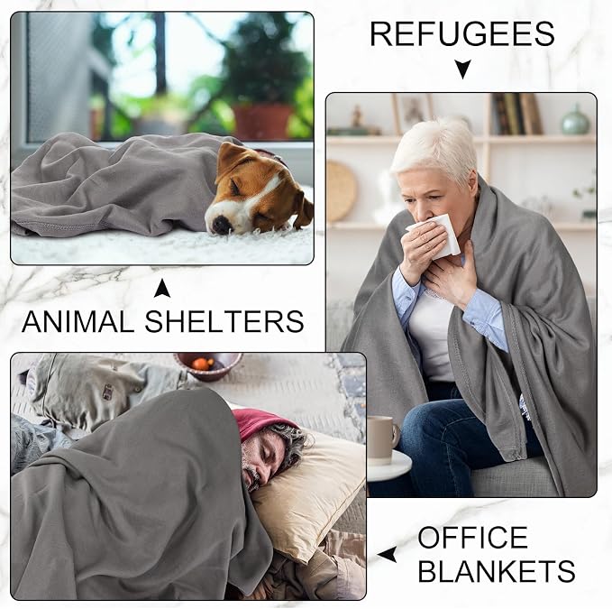 Macarrie 50 Pcs Fleece Blankets Bulk 50 x 60 Inch Soft Fleece Throw Blankets Warm Lightweight for Home Office Wedding Guest Gift Spring Outdoor Camping Travel Homeless Pet Lap Sofa Bed (Gray) - Image 4