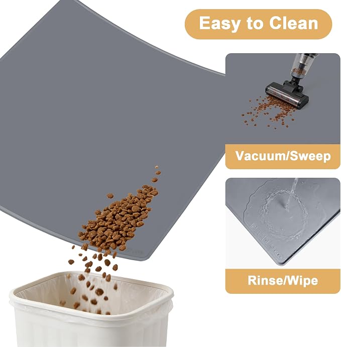 KVK Extra Extra Large Silicone Dog Food Mat 39.4×43.3in and 128oz Silicone Bag Set, Super Size Waterproof Pet Feeding Mat & Container, Non-Slip, Chew-Resistant Floor Protection (Cool Grey&Teal) - Image 6