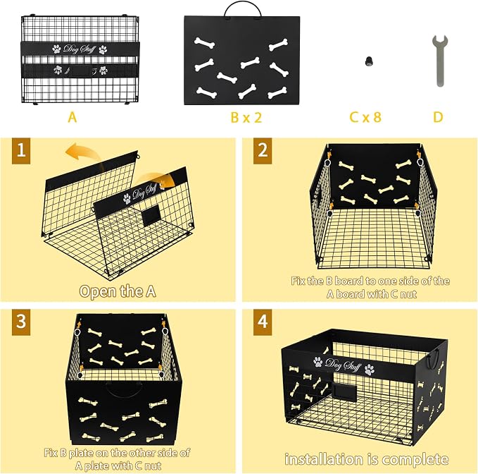 Bfttlity Dog Toy Basket Large Metal Toy Box Storage for Dogs Toys, White | Dog Toy Bin with Handles for Living Room Storage Dogs Chew Pets Toys, Blankets, Clothes, Food - Image 7