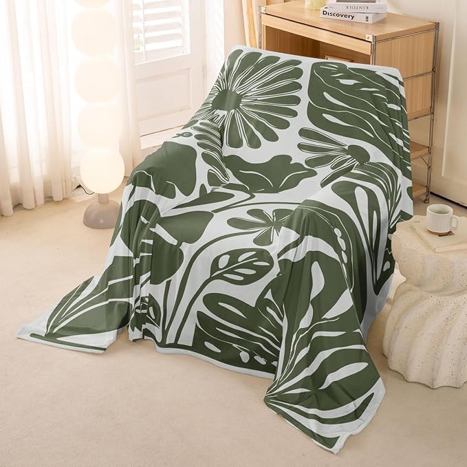 Erosebridal Sage Green Retro Floral Couch Cover 71" X 91" Vintage Minimalist Flower Sofa Cover Modern Aesthetic Couch Protector Cute 70S Sofa Protector for Cushion Couches Sofas, Washable Non Slip - Image 4