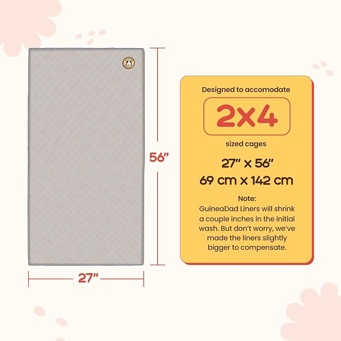 GuineaDad Original Reusable Cage Liner – Gray Fleece Bedding with Burrowing Pocket – Extra Absorbent Core & Waterproof Bottom – Fits C&C 2x4 Guinea Pig Cages – Small Animal Supplies - Image 2