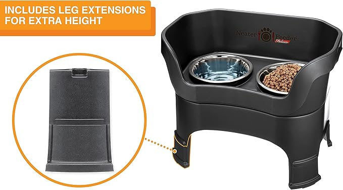 Neater Feeder Deluxe Mess-Proof Elevated Dog Bowls for Large Dogs (40+ lbs), 2 Height Adjustable (14.5” & 17.5”) No-Spill Raised Dog Bowl Stand, Stainless Steel Food Bowl Set, Made in USA, Black - Image 6