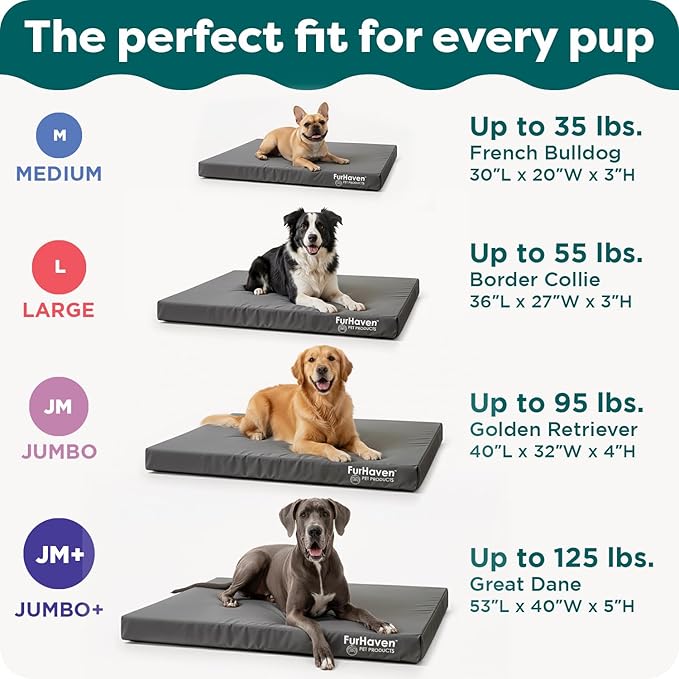 FurHaven Water-Resistant Orthopedic Dog Bed for Large Dogs, Oxford Polycanvas Mattress with Egg Crate and Solid Orthopedic Foam Base for Joint Support, Washable Cover, Jumbo XL, Deep Lagoon - Image 6