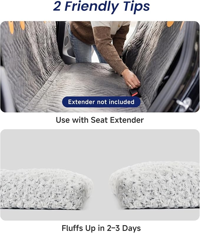 3.5" Thick Deluxe Plush Dog Bed Mat for Car, Comfy Dog Seat Cover, Pet Bed & Seat Cover Protector, Washable & Anti-Slip Travel Pet Mat, Fit for Backseat Extenders of Cars Trucks SUVs, 54" x 25” - Image 7