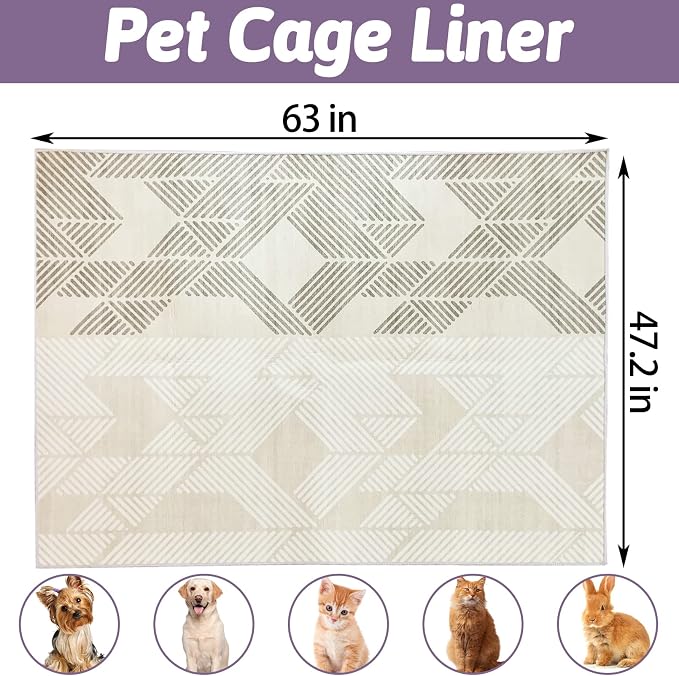 VCEPJH Extra Large Rabbit Cage Liner Reusable 63 inch Washable Bunny Floor Mat Soft Animal Bedding Cage Flooring Pads Non-Slip Pet Rug for Indoor Dogs Puppy Cats Totoro Ferret - Image 2