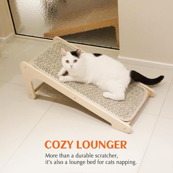 PETKARAY Cat Scratcher, Sisal Scratching Ramp, L Shape Cat Scratch Pad for Indoor Cats, Wall Furniture Protector Large Size - Image 6