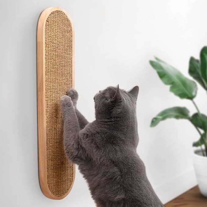 7 Ruby Road Cat Wall Scratcher, Indoor Sisal Scratch Pad Board | Aesthetic Cat Scratcher, Wall-Mount or Floor Use, Solid Rubberwood Frame, Helps Protect Furniture by 7RUBYROAD
