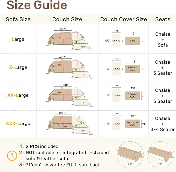 2 Pieces Sectional Couch Covers L Shaped Cover XL Light Sage | Thick Washable Fabric for L Shaped Sectional Sofa, Anti-Pet Hair, Stain & Wear Resistant, Easy Care & Installation - Image 2