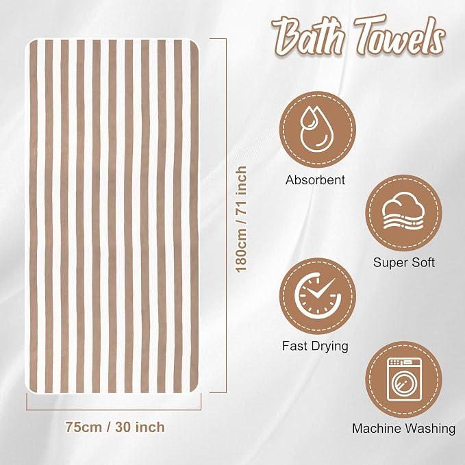 SmoothNovelty 12 Pack Microfiber Bath Towels Bulk 30'' x 70'' Oversized Beach Towel Extra Large Big Shower Body Sheet Highly Absorbent Soft Drying for Pool Bathroom Salon Hotel Party(Camel) - Image 2